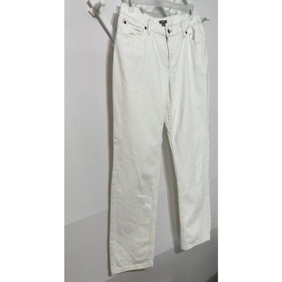 J Jill Woman's White Denim Jeans Size 6  Straight Leg Bottoms 5 Pocket Mid Rise - Picture 3 of 13